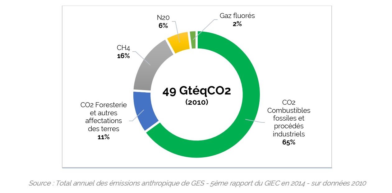 La contribution des émissions anthropiques de GES à l'effet de serre additionnel