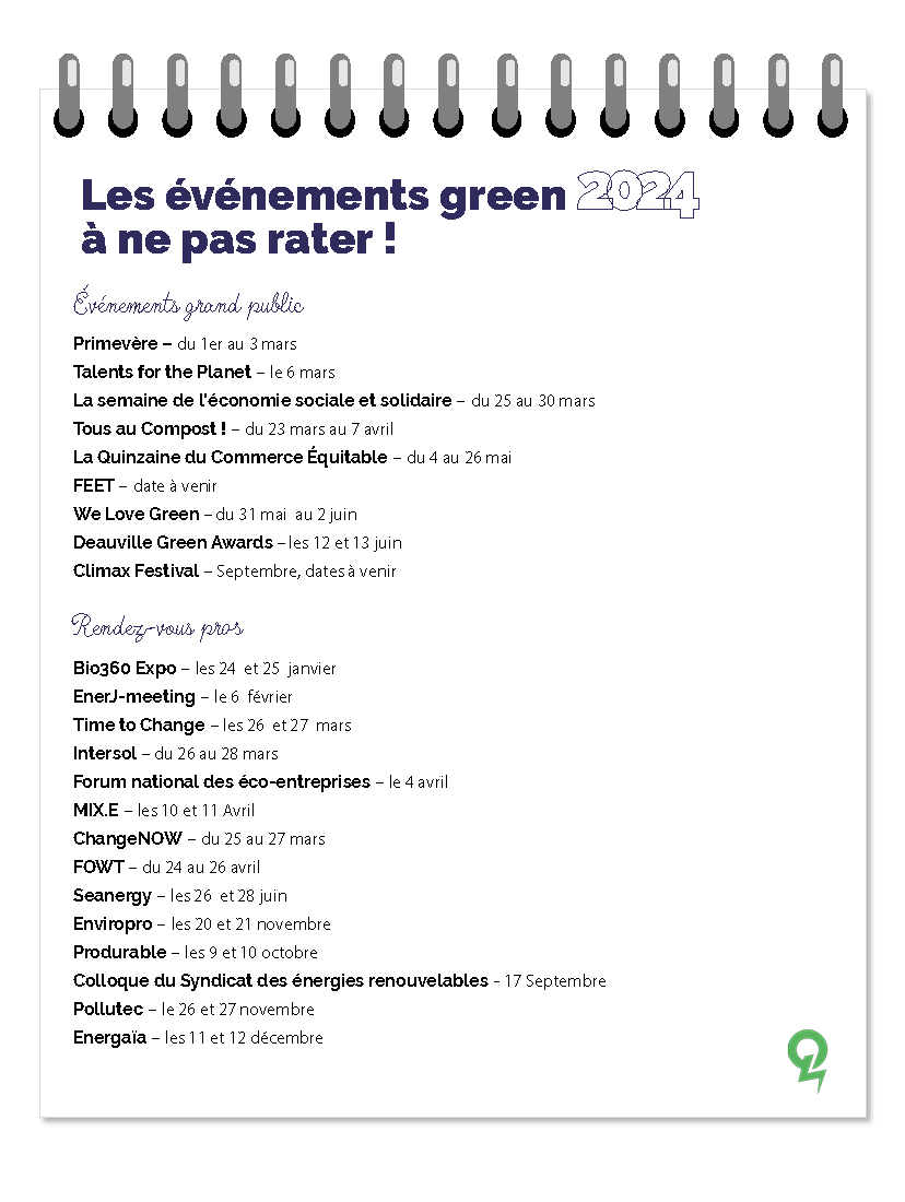 Image récapitulative des événements green 2024